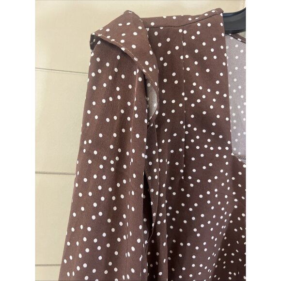 Savanna Jane Polka Dot Floral Embroidered Ruffle Puff Sleeve Top Size Large - Picture 5 of 8